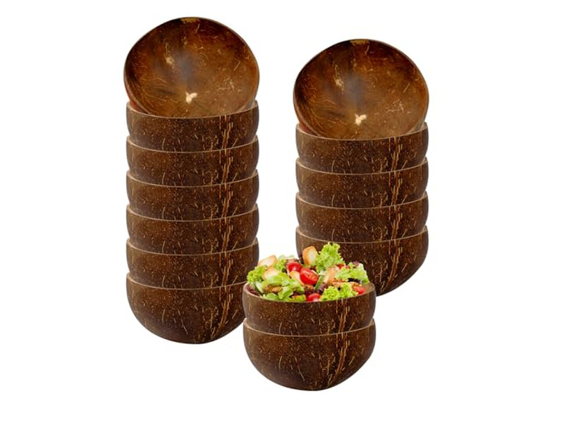 6 Kokosnussschale Buchenholz Beeren Set Handwerk Schalen Teller Perlmutt Kerze Duftend