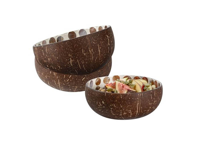 Acai Salatschalen-Set Handgefertigte Kunsthandwerk Praktische Kokosnuss-Mosaik-Halbschalen