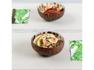 Acai Salatschalen-Set Handgefertigte Kunsthandwerk Praktische Kokosnuss-Mosaik-Halbschalen