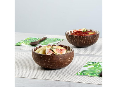 Acai Salatschalen-Set Handgefertigte Kunsthandwerk Praktische Kokosnuss-Mosaik-Halbschalen