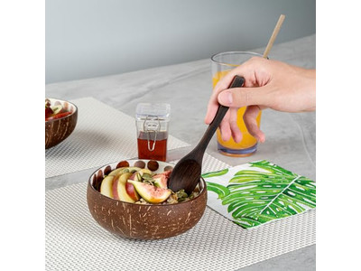 Acai Salatschalen-Set Handgefertigte Kunsthandwerk Praktische Kokosnuss-Mosaik-Halbschalen
